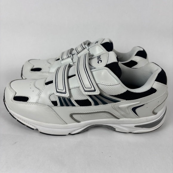 Vionic, Men’s Leather Walking Shoes/Sneakers, White Blue, Size 12W Velcro Straps - Picture 4 of 9